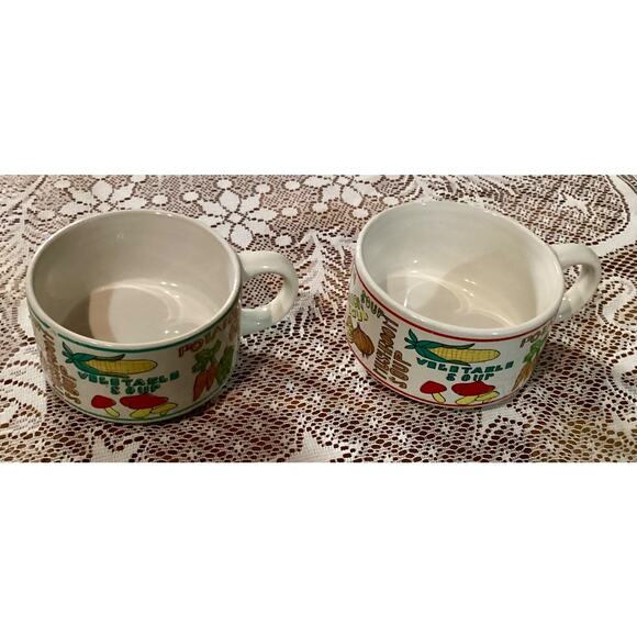 Set of 2 Vintage Cisco Stackable Soup Bowl Mugs Chicken Mushroom Onion Celery - Picture 2 of 10